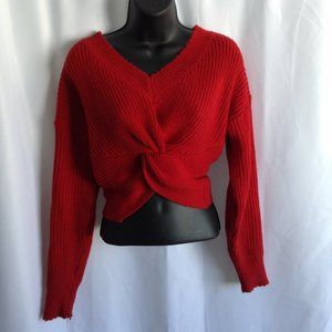 IMMODEL WOMEN'S LONG SLEEVE RED CROP TOP